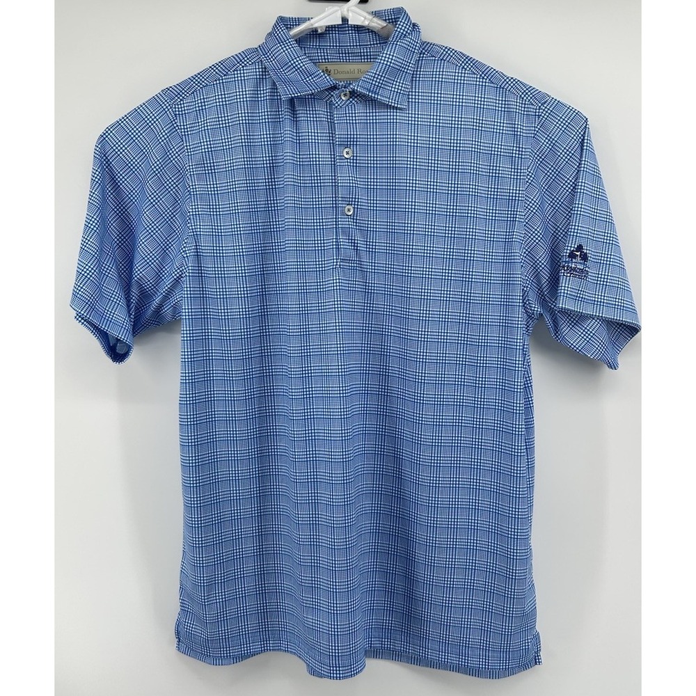 Donald Ross Short‎ Sleeve Polo Shirt Blue White Men's Size Large